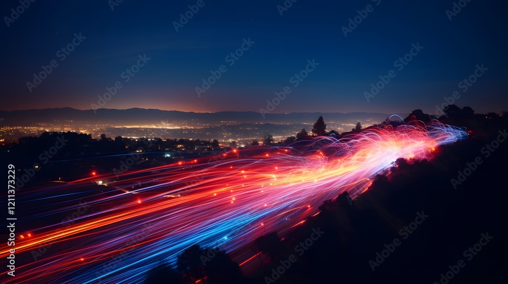 Aufkleber intricate trails of laser light forming a captivating abstract display long exposure shot showcasing