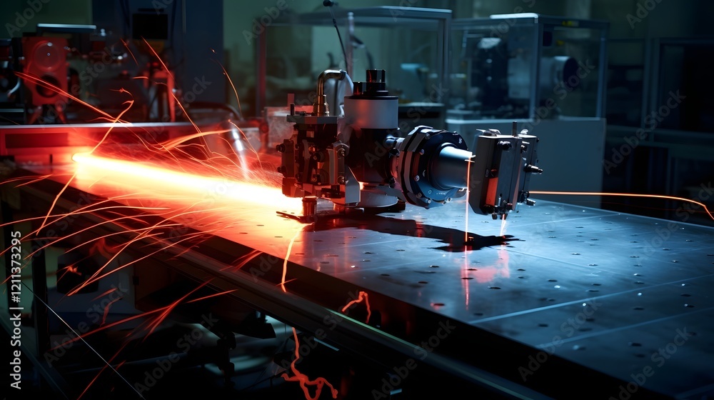 Aufkleber powerful laser beam emitting an intense glow during an advanced scientific experiment in a high tech