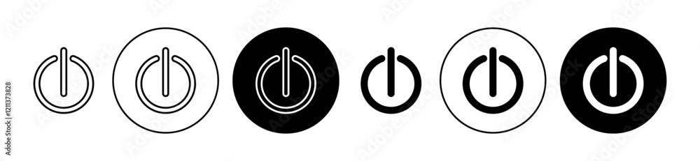 Poster button on off icons set in black filled and stroke line style