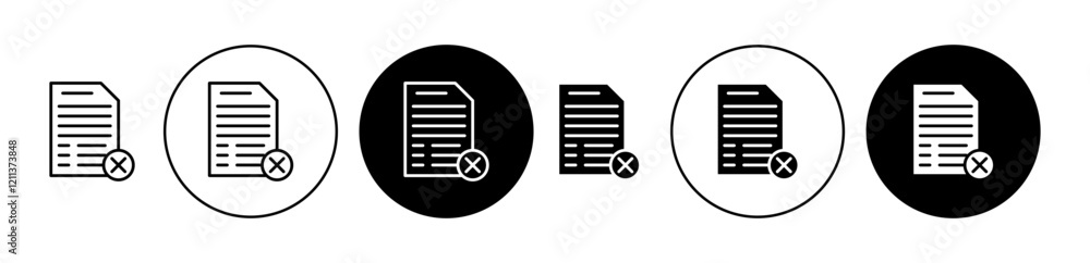 Poster cancel file icons set in black filled and stroke line style