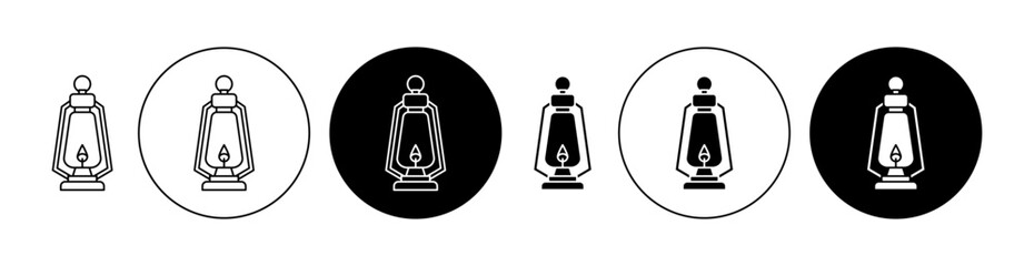 Camping lantern icons set in black filled and stroke line style © Ranveer