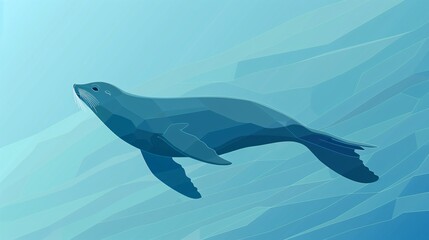 Majestic Sea Lion Swimming in Blue Arctic Waters