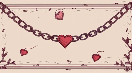 Vintage Aesthetic Love Chain Flat Vector Illustration