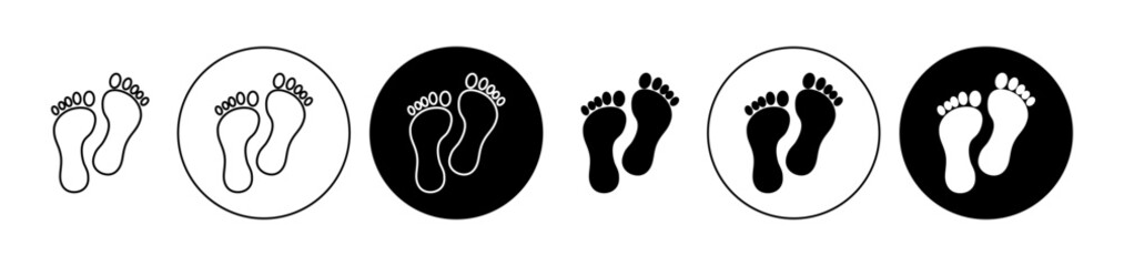 Footprint icons set in black filled and stroke line style