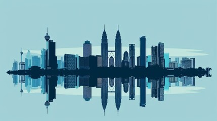 Malaysia Cityscape Silhouette Flat Vector Illustration