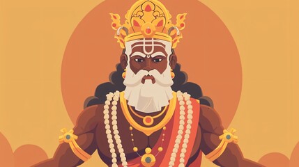 Obraz premium Mahabali Kerala Old King Flat Vector Illustration