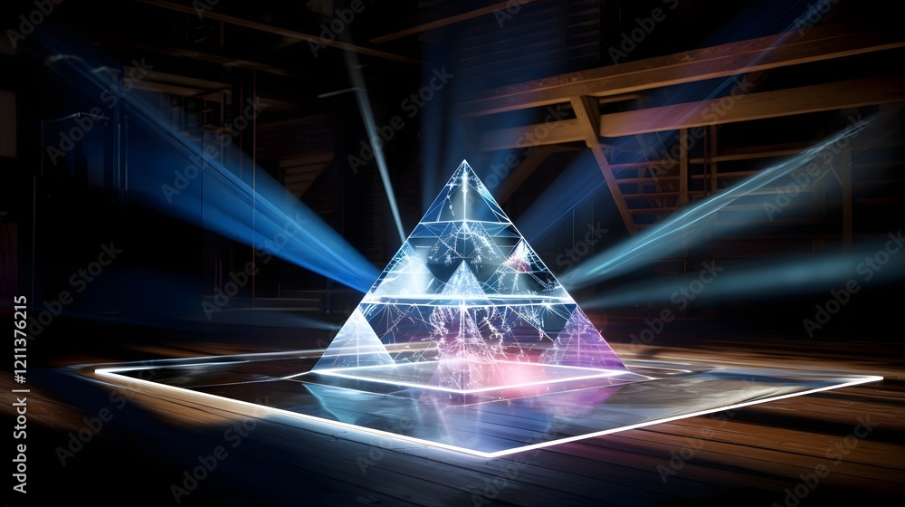 Aufkleber mesmerizing 3d holographic projection created by the dynamic intersection of powerful laser beams sh