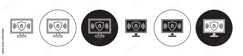 Poster iot security tools icons set in black filled and stroke line style