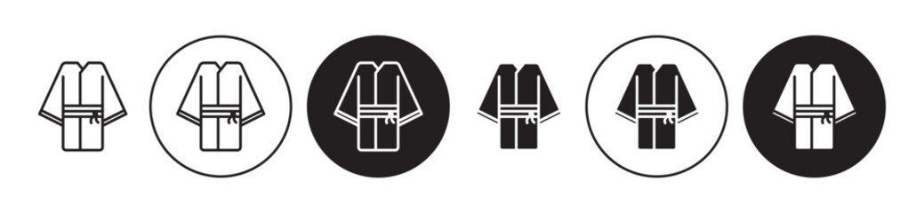 Kimono icons set in black filled and stroke line style