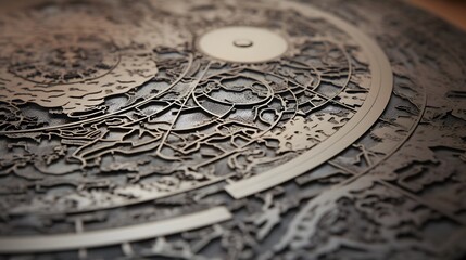 Laser etching intricate patterns and fine details onto the surface of a metal plate in a close up showcasing the precision and technology of the industrial manufacturing process