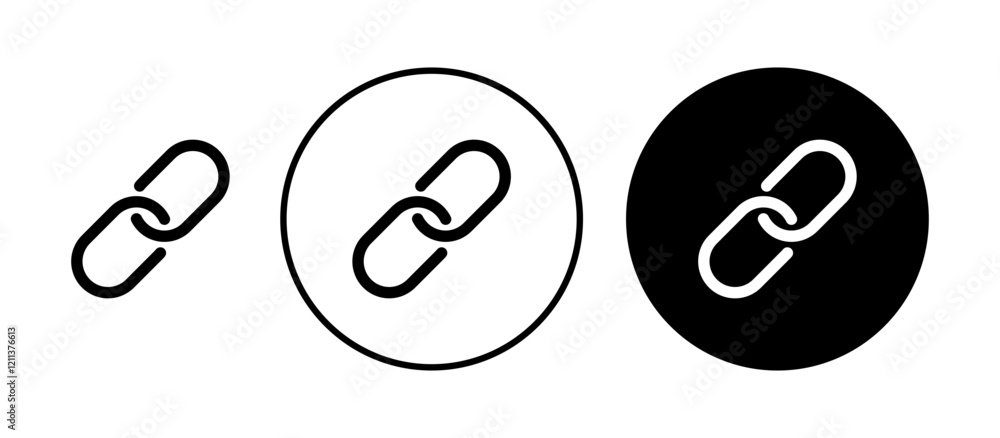 Poster link icons set in black filled and stroke line style