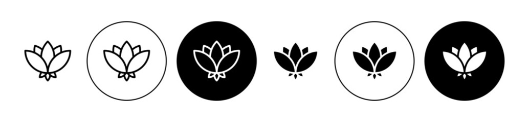 Lotus icons set in black filled and stroke line style