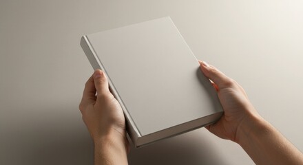 Hands holding open and closed book mockup