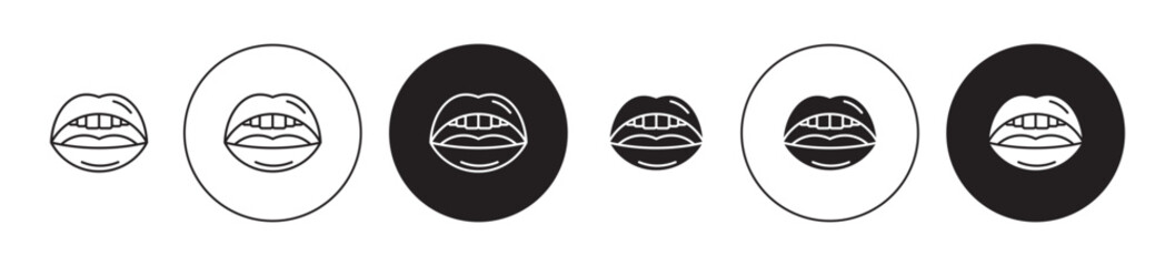 Mouth icons set in black filled and stroke line style