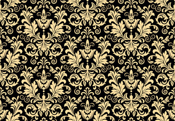 Abstract geometric pattern. A seamless vector background. Golden and black ornament. Graphic modern pattern. Simple lattice graphic design