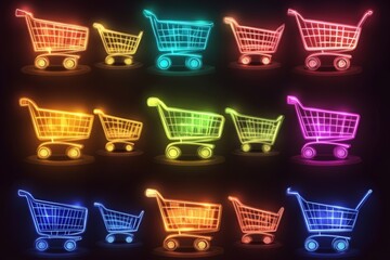 professional vector illustration of shopping cart icons with full and empty versions.