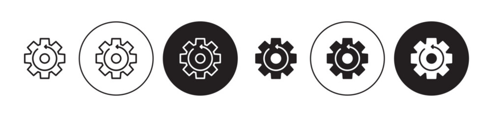 Recovery gear icons set in black filled and stroke line style