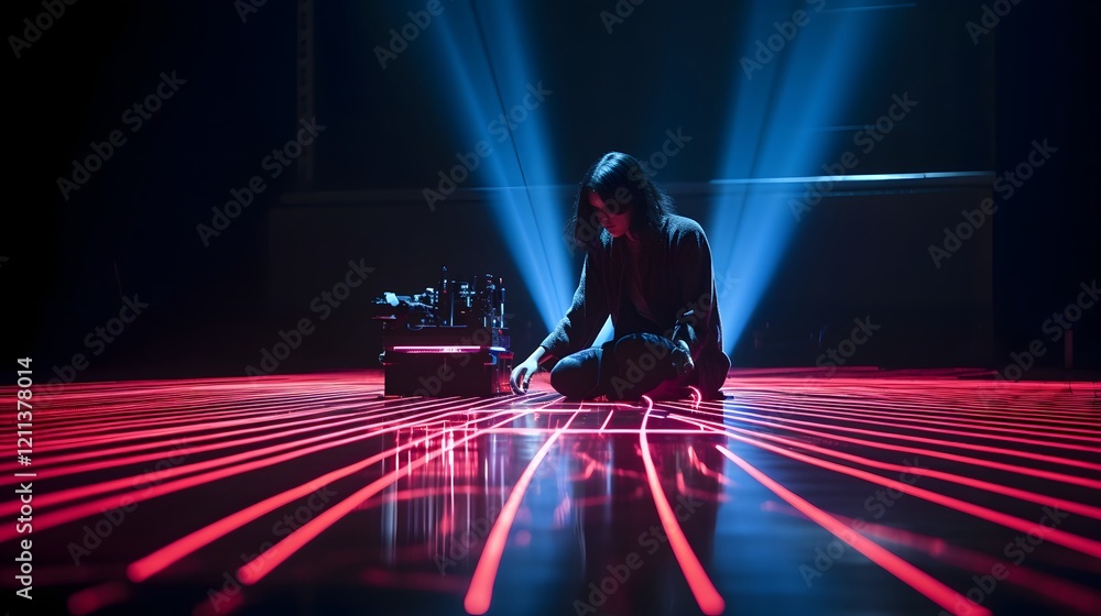 Poster captivating laser performance art for innovative visual experiences a visually striking display of l