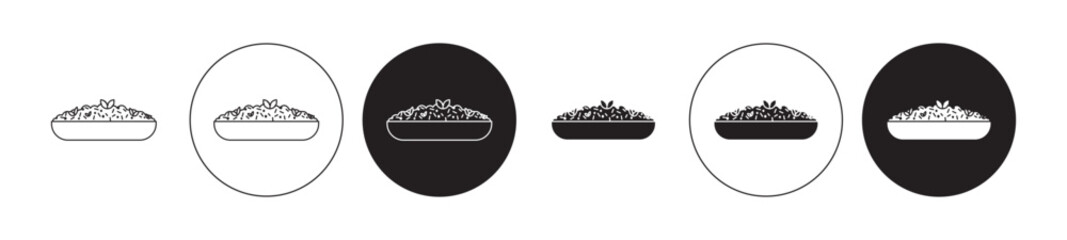 Risotto icons set in black filled and stroke line style