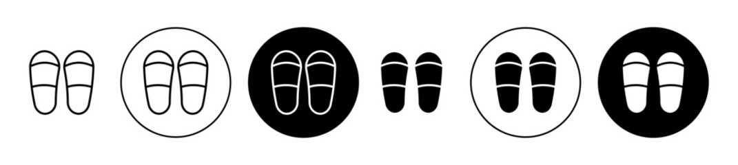 Slippers icons set in black filled and stroke line style