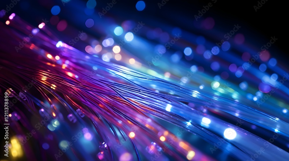 Aufkleber mesmerizing fiber optic cable illuminated by vibrant laser light creating a captivating abstract pat