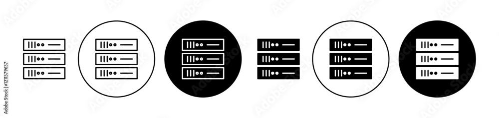 Poster web server icons set in black filled and stroke line style