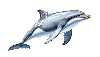 Majestic Dolphin in mid-leap, a stunning illustration showcasing the grace and power of this intelligent marine mammal.