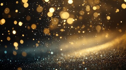 Obraz premium Golden Glitter Sparkle Background: Festive, Luxurious, Elegant Texture
