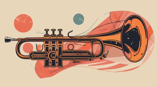 Hispanic Heritage Trumpet Flat Vector Illustration