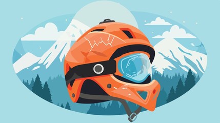 Mountain Climbing Helmet Flat Vector Illustration