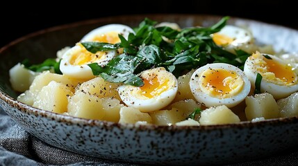 Delicious Potato Salad with Hard-Boiled Eggs and Fresh Basil