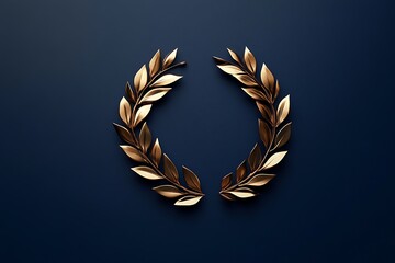Golden Laurel Wreath on a Navy Blue Background