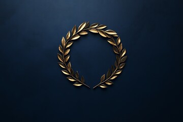 Golden Laurel Wreath on a Navy Blue Background