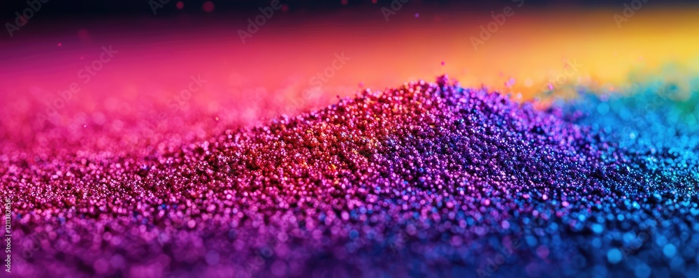 Poster rainbow holi idea. a vibrant display of colorful powder creating an abstract, artistic texture.
