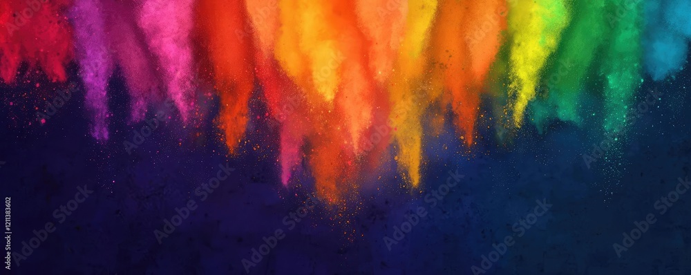 Poster rainbow holi idea. vibrant rainbow powder explosion creating a colorful abstract background.