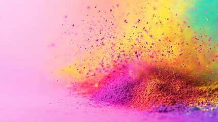 Fototapeta premium Rainbow holi idea. Vibrant explosion of colorful powder representing joy and celebration in festivals.