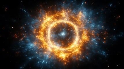 Obraz premium Fiery Cosmic Ring Nebula Glowing Brightly