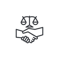 Handshake with Scales line icon