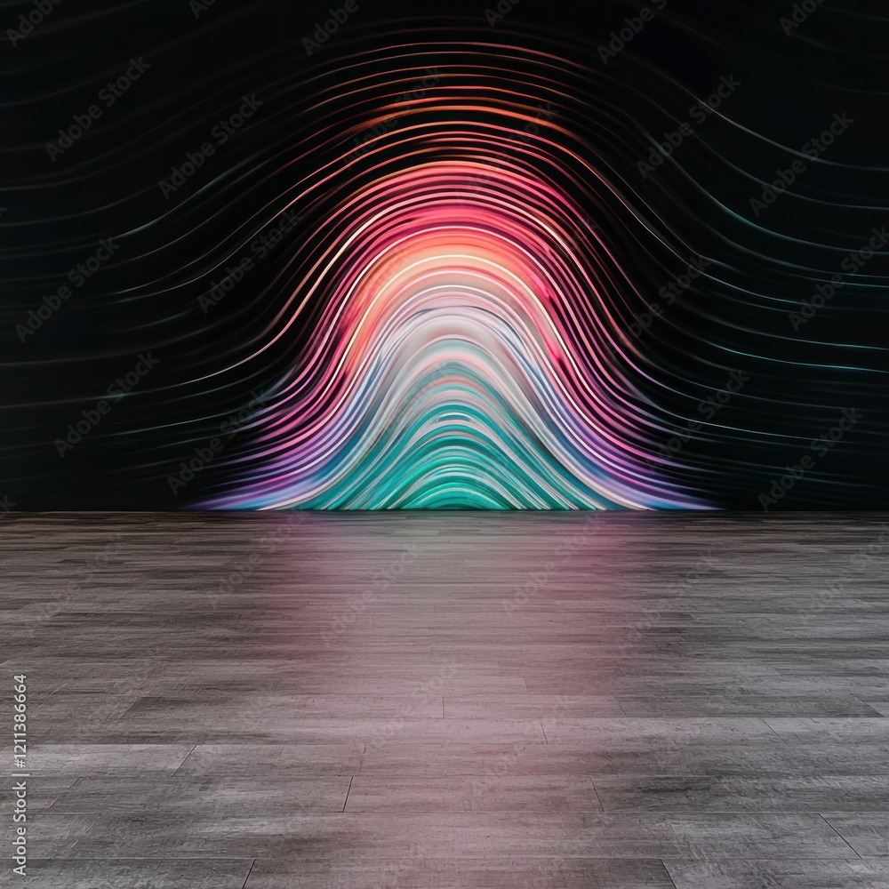 Poster abstract neon lines colorful swirls dark room 3d render background design texture w