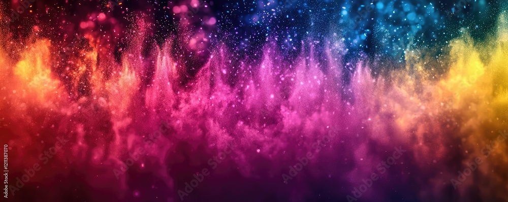 Poster rainbow holi idea. a vibrant explosion of colors creating a stunning cosmic background effect.
