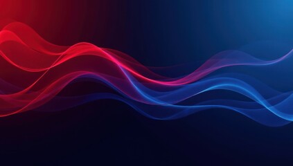 Fototapeta premium Blue red corporate design wave on dark background. Digital abstract background with sleek technology motion. 