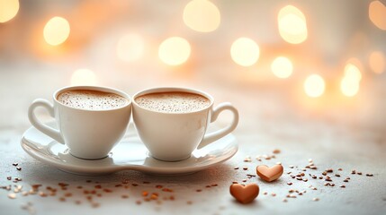 Obraz premium Romantic Coffee Cups: A Warm and Cozy Winter Scene