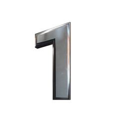 premium 3D silver number 1 digit one isolated