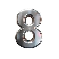 premium 3D silver number eight 8 on transparent background