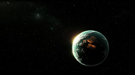 Fototapeta premium Stunning Earthrise Planet Earth from Space Night Lights Galaxy Background