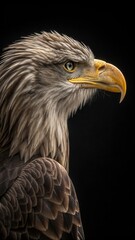 Obraz premium Portrait of a White Tailed Eagle With Detailed Feathers and Focused Gaze. Generative AI