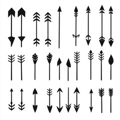 Big set of black arrows on a white background, Generative AI