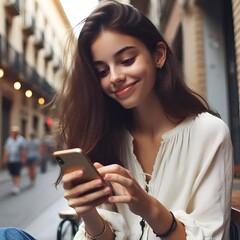 Girl smiling face with a phone
