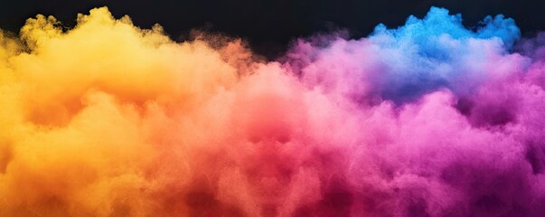 Rainbow holi idea. Vibrant colorful smoke swirls creating a dynamic and artistic background.