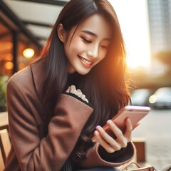 Girl smiling face with a phone